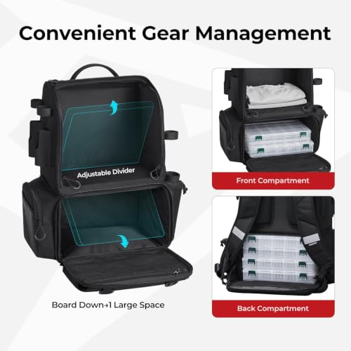 52L Fishing Tackle Backpack (Black)