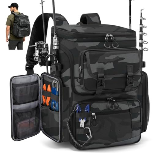 Fishing Backpack (Grey Camouflage)