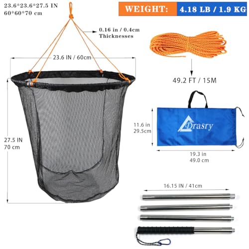 Large Collapsible Bridge Pier Fishing Net Landing Net with Rod
