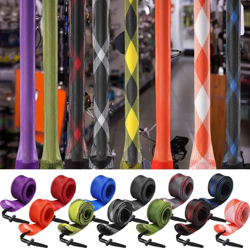 Lengthen Fishing Rod Sleeve Socks Covers Braided Mesh Rod Protector Fishing Tools Accessories for Bait Casting Sea (Dark Color / 83 x 0.12 in)