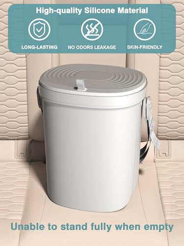 Soft Silicone Car Trash Can 1.9 Gallon with Leakproof Design (Grey)