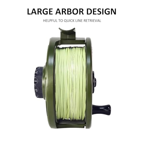 HVCE Graphite Fly Reel Center Drag System Classic III Graphite Large Arbor Sizes 3 (7/8 / With Line)