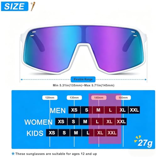 Sunglasses for Men Women (White &Purple Lens)