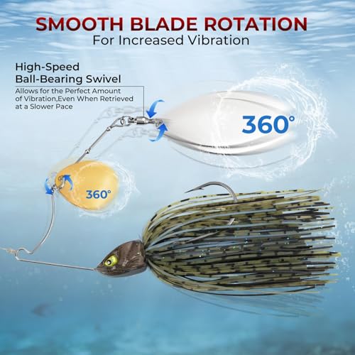 by KastKing Spinnerbait Fishing Lures (Muddy Water - Colorado & Willow / 3/8oz)