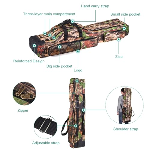 3 Layers Fishing Pole Bag (Earthy yellow / 120cm/47.2in)
