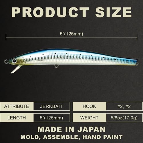 FlashMinnow 125 YAWARA Saltwater Fishing Lure (No Scales / 7702 Zebra Sardine / 125FW)