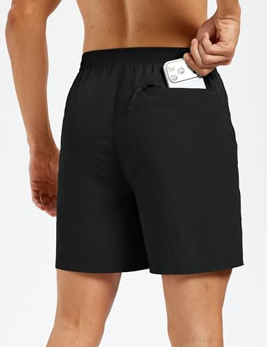 Men's Hiking Fishing Shorts UPF 50+ Quick Dry Lightweight 6" Summer Casual Shorts with Zipper Pockets Black (X-Large / Black)