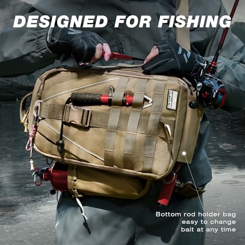 Fishing Backpack with Rod Holder (Khaki)