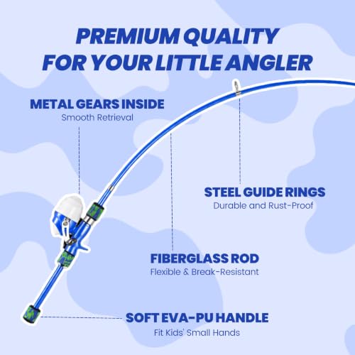 Kids Fishing Pole (Blue / 3.94-ft Set)