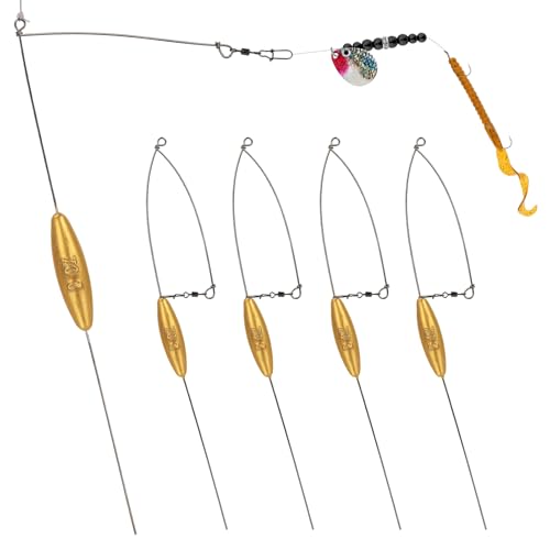 5 Pack Bottom Bouncer for Walleye Rigs Trolling Fishing Weight (Golden / 2oz-5PCS)