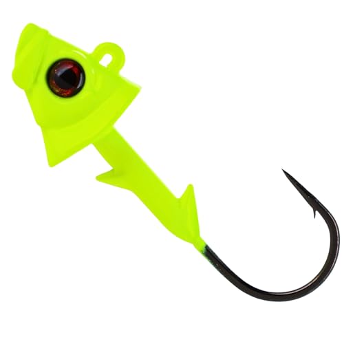 Tungsten Fish Head Jig Heads (Chartreuse / 1/4 Oz)