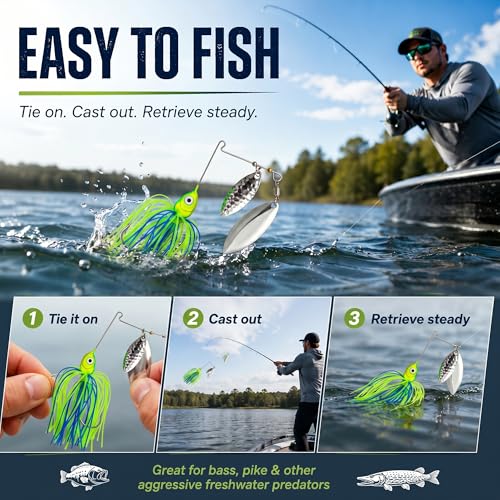 Fishing Spinner Lures (multi color 5pk(pnk,yellow,green, blue, red))
