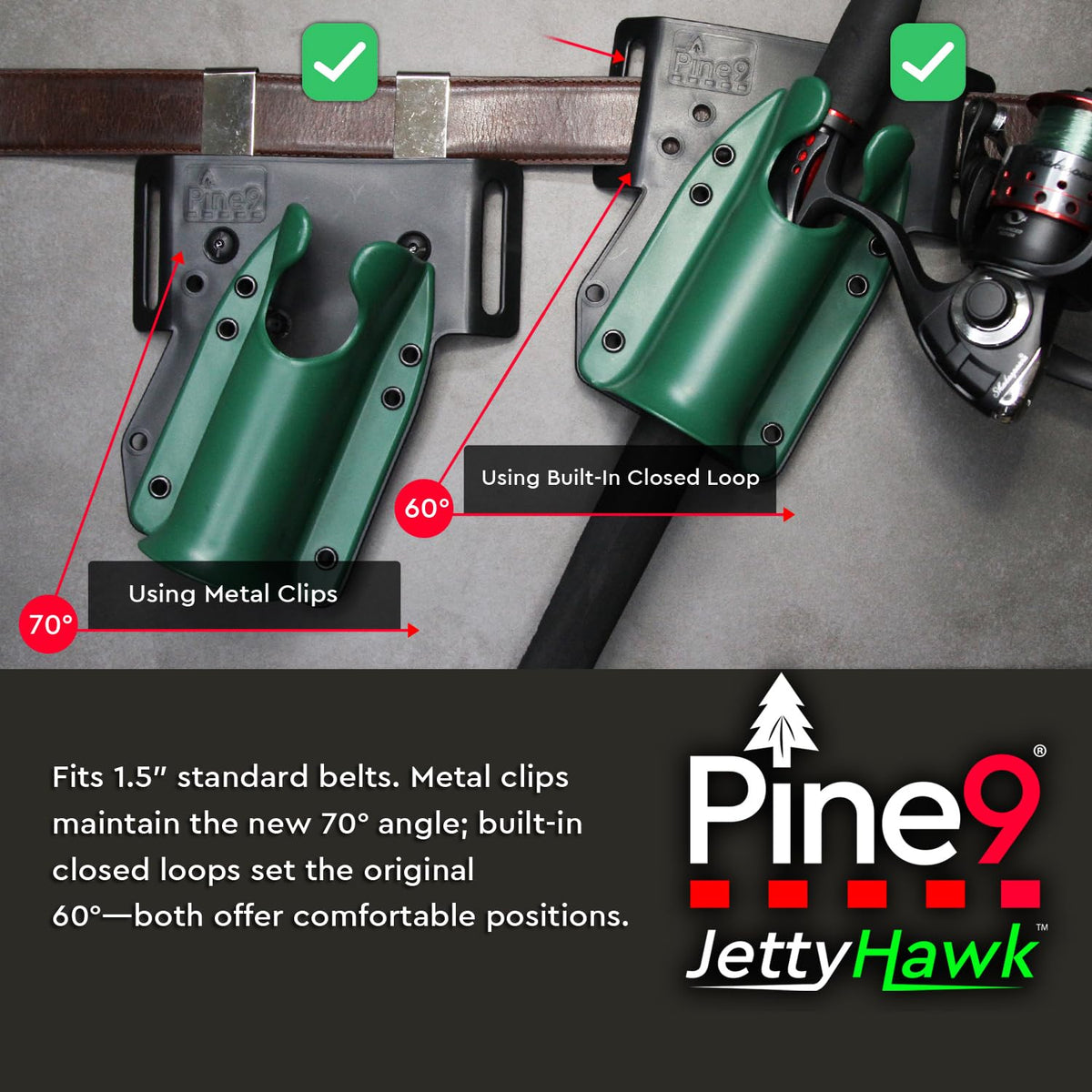 JettyHawk Fishing Rod Hip Holster (Zombie w-Black Belt Clip)