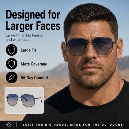 XXL Oversized Aviator Polarized Sunglasses (Gunmetal / Blue Brown)
