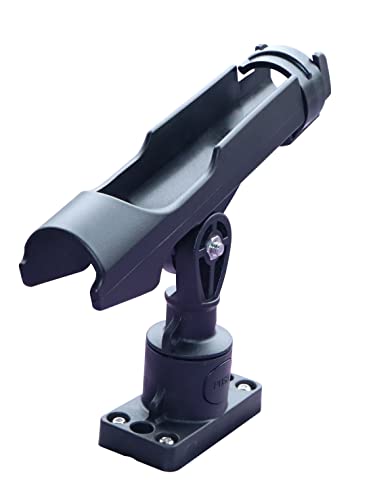 New Upgrade 360 Degrees MiniPort Fishing Rod Holder with Mini Rod Holder (Rectangle Base and Fishing Rod Socket)