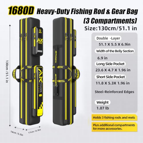 Long Fishing Pole Bag (Double Layer-Straight Wire Bag / 51 in / 130cm)