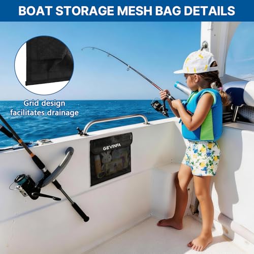 Boat Storage Mesh Bags Self (Black-2 PCS)