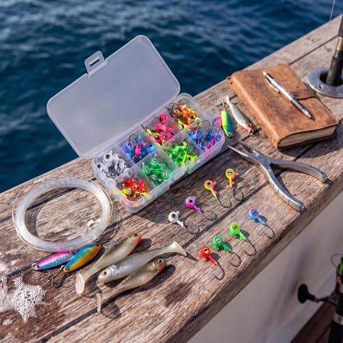 80 Pcs Crappie Jig Heads for Fishing (1/8 oz / Eye No Bait Keeper)