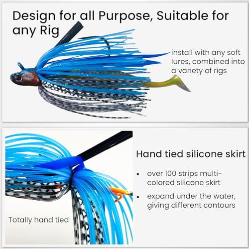 3 pcs Swim Jig with Weed Guard & Silicone Skirt for Bass Trout Pike (3 pcs Swim Jigs)