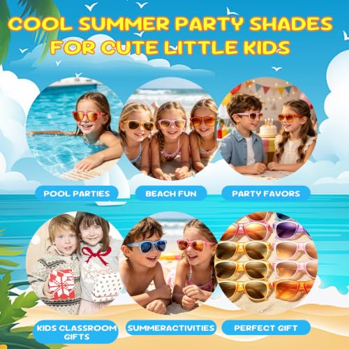 24 Pack Kids Sunglasses Bulk Party Favors for Age 3 (Colorful)