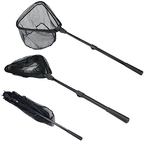 Fishing Landing Net with Telescoping Pole Handle Extends to 63 inches (G: Aircraft-grade Aluminum Handle, 71" Full)