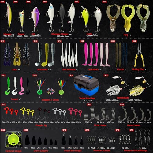 Fishing Tackle Box with Tackle Included Lures (Blue)
