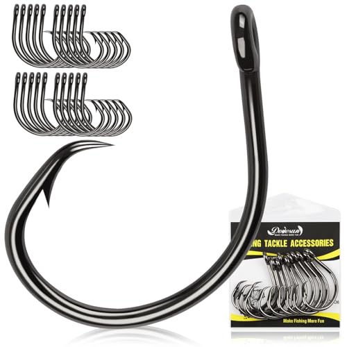 Circle Hooks Saltwater 3X Strong Circle Fishing Hooks for Catfish in (12/0-20pcs)