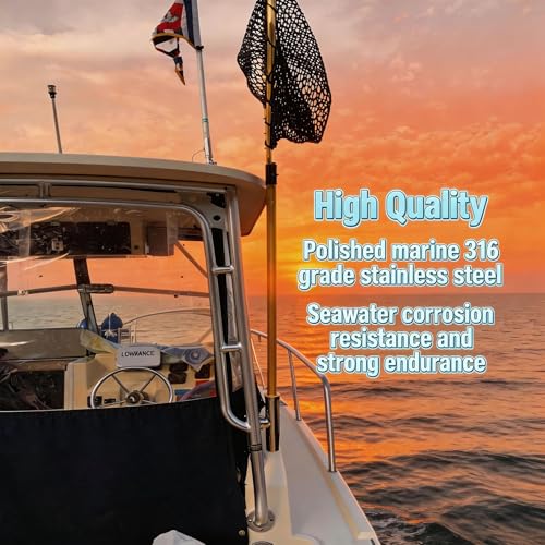 316 Stainless Rail Mount Pole Holder for Boat (Rail 0.55"-1.1")