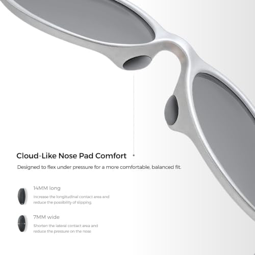 Cat Eye Polarized Wrap Around Sports Sunglasses for Men Women UV400 Protection Running Cycling Mountain Bike Baseball Sun Glasses (Matte Silver 1009)