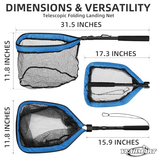 Floating Fishing Net Foldable Landing Net with Pole Handle