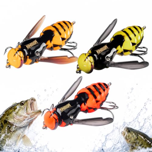 3pcs Wasp Crawler Lure Most Realistic Topwater Fishing Lures for Bass (Set3 / 1.89in/0.23oz)