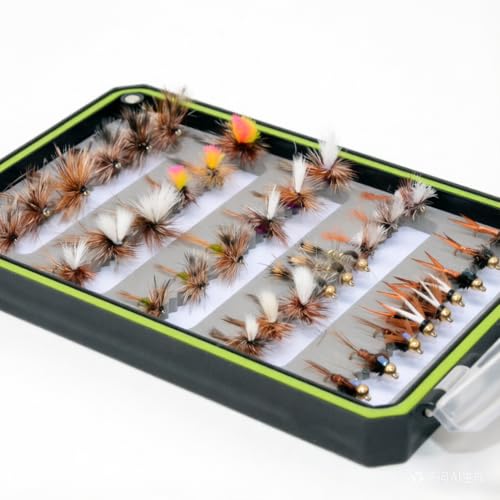 24/36/50/66 Premium Hand Tied Fly Fishing Flies Assortment | Waterproof Fly Boxes | Dry, Wet, Nymphs, Streamers, Wooly Buggers, Terrestrials | Trout, Bass Lure Set, Kit, Gift