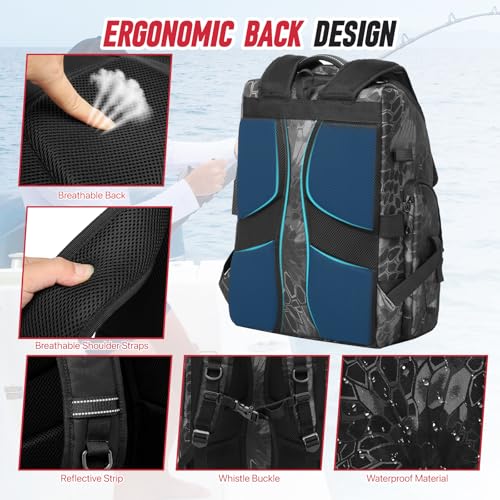Fishing Tackle Backpack (B-Black Camo with 4 Tackle Boxes)