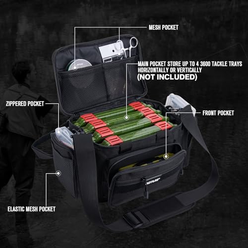 Fishing Tackle Bag (B1:Black(Without Trays-15.75"x9.45"x8.27") / Small)
