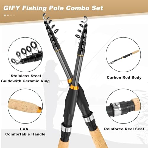 6.9FT Telescopic Fishing Rod and Reel Combo (RED / 6.9FT)