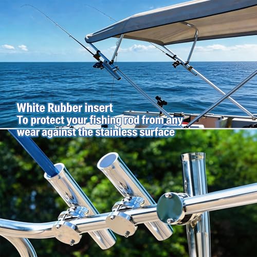 316 Stainless Rail Mount Pole Holder for Boat (Rail 0.55"-1.1")
