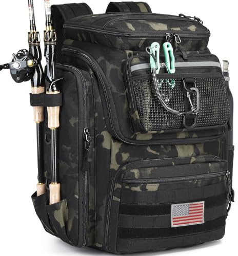 45L Fishing Backpack with Rod Holders & Built (Dark CM)