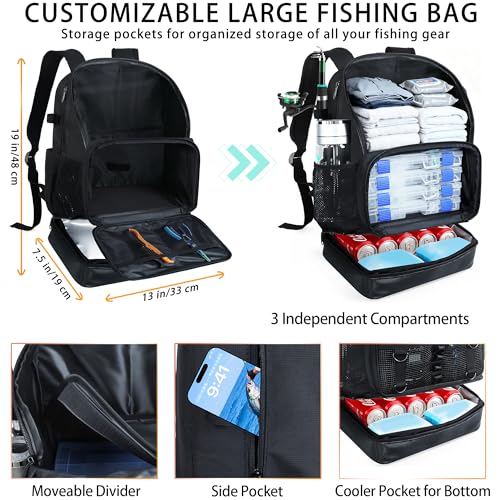 Fishing Backpack with Rod Holder