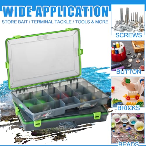 6 Pack Fishing Tackle Box Waterproof 3700 Tackle Tray (Green / 3700)