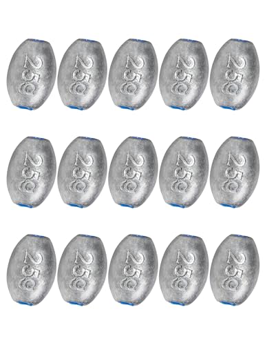 Egg Sinkers Fishing Weights Oval Shaped Fishing Sinkers Lead Fishing Sinker for Saltwater Fishing (#4 3/4oz, 15pcs)