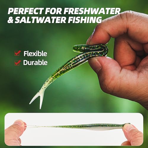 Fork Tail Soft Lures (5 Inch-30pcs / Baby Bass)