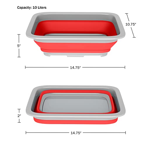 Collapsible Trash Can and Camp Sink Set (Red and Green)