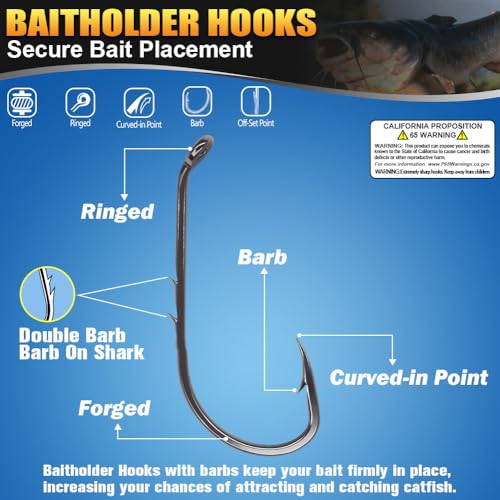 Catfish Hook Set Offset Octopus Circle & Baitholder Hooks 100