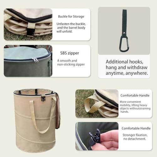 Collapsible Foldable Camping Recycle Bin with Lid & Hook