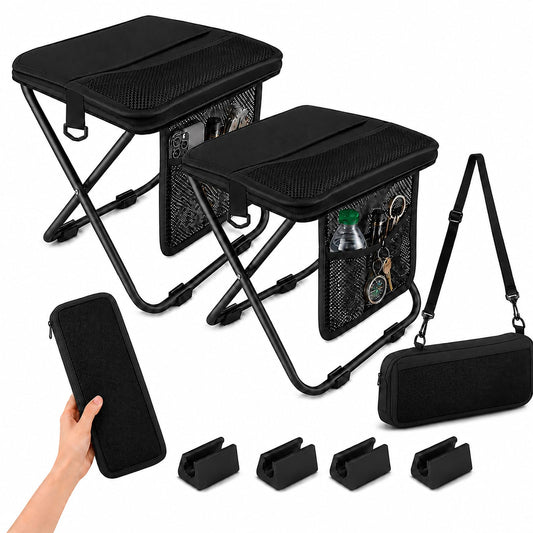 2 Pack Foldable Backpack Stool (Black)