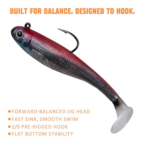 Paddle Tail Swimbait Fishing Lures for Bass Fishing (6Pcs Pre-Rigged Paddle Tails)