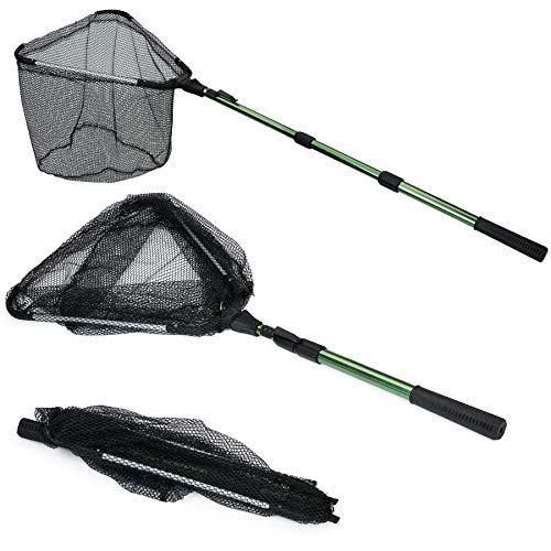Fishing Landing Net with Telescoping Pole Handle (F: Super Strong Aluminum Handle, 61" Full)