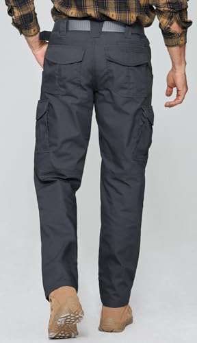 Cargo Pants for Mens Breathable Ripstop Cargo Work Pants Outdoor Quick Dry Stretch Tactical Construction Hiking Travel Pants with 9 Pockets Black 36Wx32L (Black / 36W x 32L)