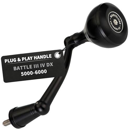 Foldable Power Handle for Penn Pursuit III IV (Black Silver / For Battle III IV DX 5000-6000 Thread)