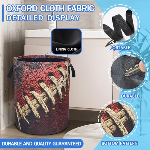 Vintage Football Texture Laundry Basket Foldable Oxford Cloth 18.9x 6.5 In (Vintage Football)